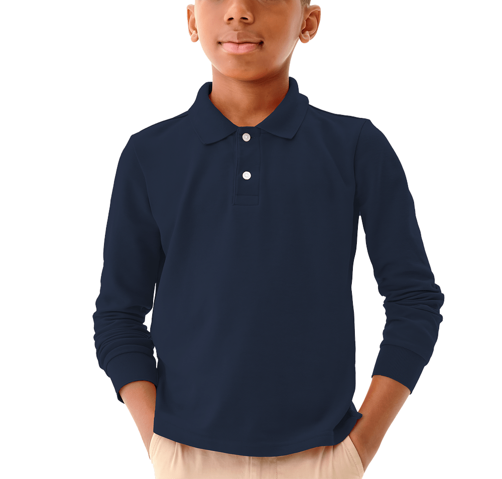 Primary Youth Recycled Long Sleeve Pique Polo-default