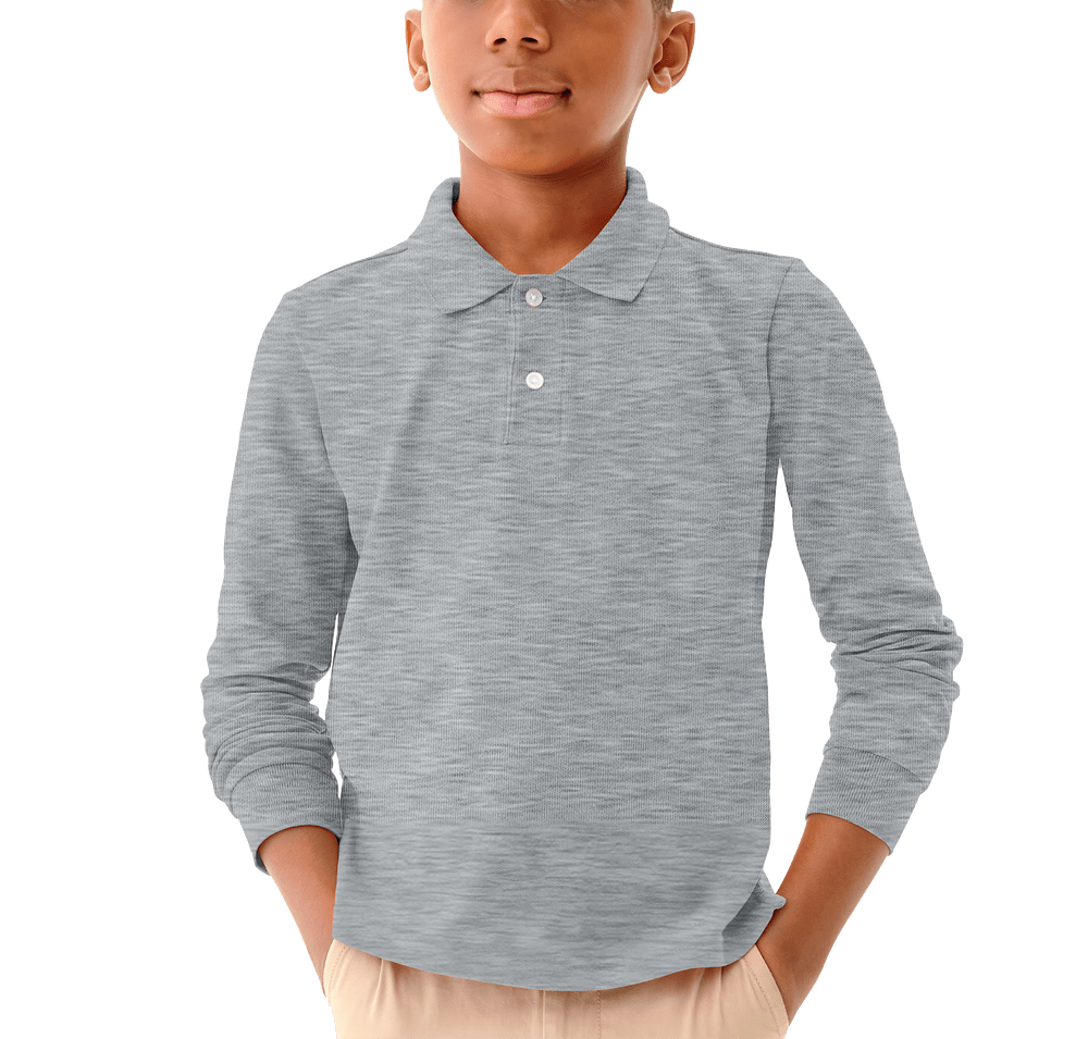 Primary Youth Recycled Long Sleeve Pique Polo-default