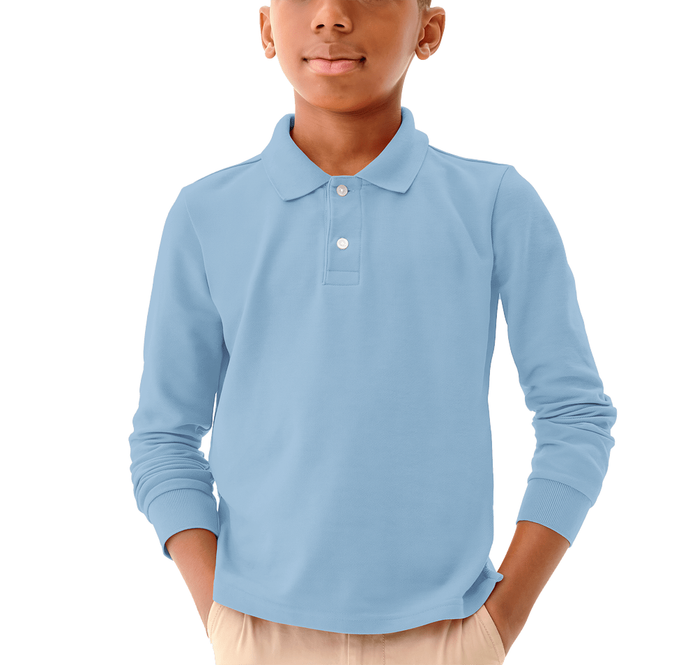 Primary Youth Recycled Long Sleeve Pique Polo-default