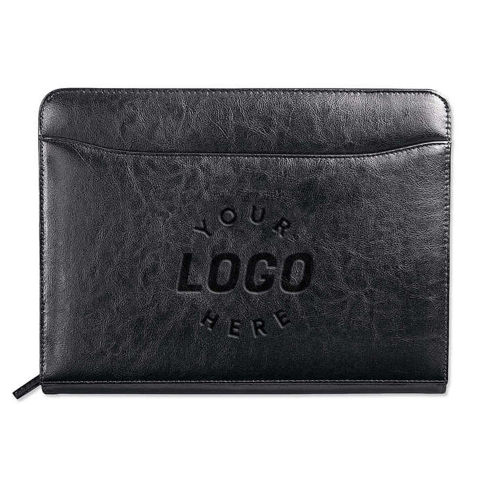 Debossed Renaissance Leather Zippered Padfolio