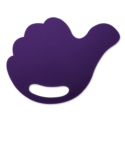 Thumbs Up Plastic Hand Fan with Handle in Purple