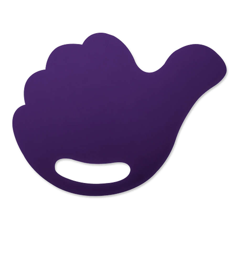 Thumbs Up Plastic Hand Fan with Handle in Purple