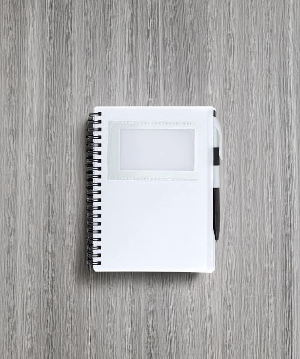 Soft Cover Spiral Notebook with ID Window and Pen