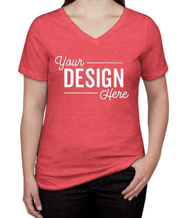 Bella + Canvas Women's Tri-Blend V-Neck T-shirt - Color: Red Triblend