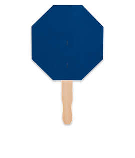 Full Color Octagon Hand Fan - Color: Navy
