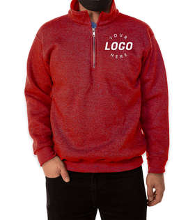 Bayside USA-Made Quarter-Zip Pullover Sweatshirt - Color: Cardinal