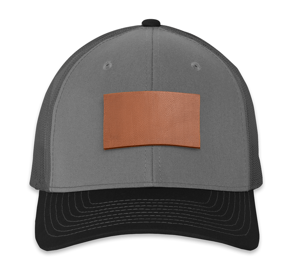 Richardson Snapback Trucker Hat - Rectangle Faux Leather Patch - Laser Engraved-default