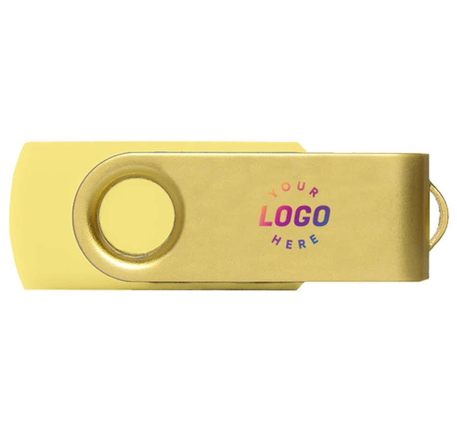 Full Color Gold Matte Swivel USB Flash Drive 32GB in Yellow