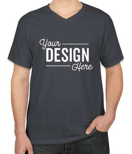 Canada - Fruit of the Loom 100% Cotton V-Neck T-shirt - Color: Charcoal Grey