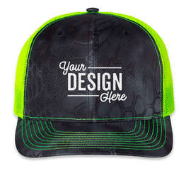 Richardson Patterned Snapback Trucker Hat - Color: Kryptek Typhon / Neon Yellow