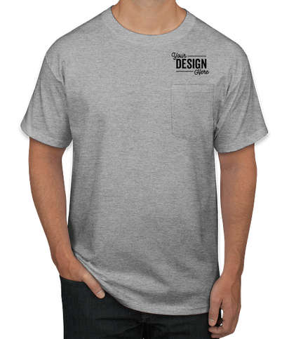 Hanes X-Temp Workwear Crewneck Pocket T-shirt - Light Steel