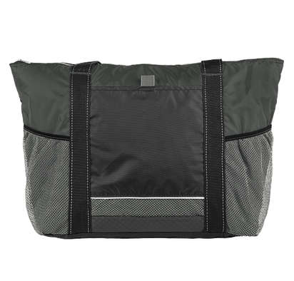 Colorblock Zippered Insulated 24 Can Cooler Tote Bag - Black / Charcoal