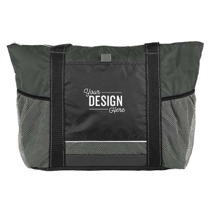 Colorblock Zippered Insulated Cooler Tote Bag - Black / Charcoal