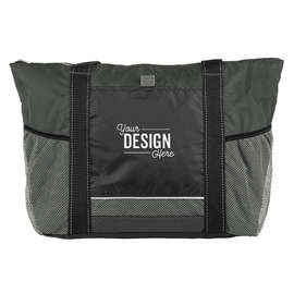 Colorblock Zippered Insulated Cooler Tote - Color: Black / Charcoal