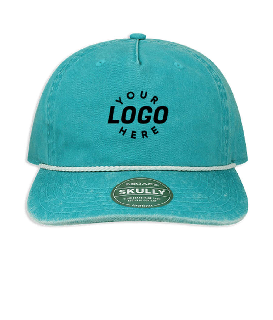 Legacy Skully Pigment Dyed Five Panel Rope Baseball Hat in Aqua