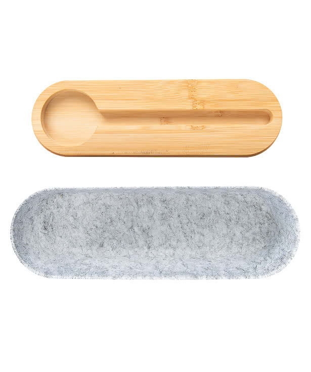 Laser Engraved Recycled Felt and Bamboo Pencil Box