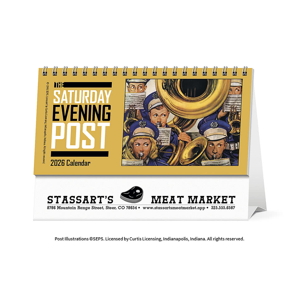 Full Color The Saturday Evening Post Spiral Monthly Desk Calendar