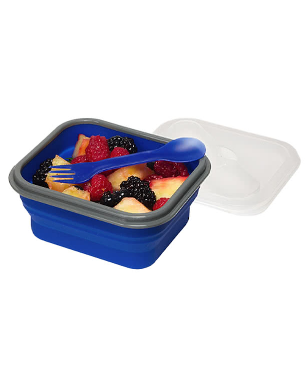 Collapsible Silicone Lunch Box with Utensils