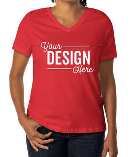 Bella + Canvas Women's Jersey V-Neck T-shirt - Color: Red