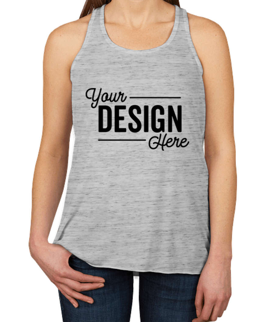 Bella + Canvas Women's Flowy Melange Racerback Tank in White Marble