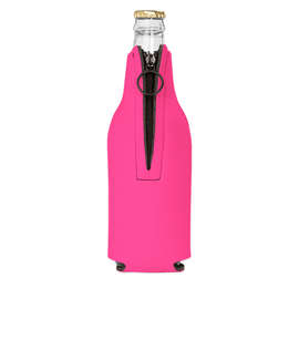 Foldable Foam Zipper Bottle Cooler - Color: Neon Pink