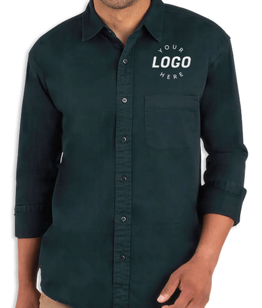 Blue Generation Untucked Long Sleeve Denim Shirt - Embroidered in Black