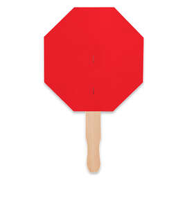 Full Color Octagon Hand Fan - Color: Red