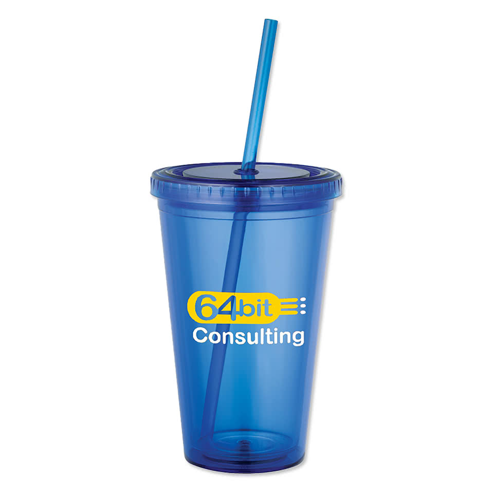 Full Color 18 oz. Acrylic Insulated Tumbler with Straw
