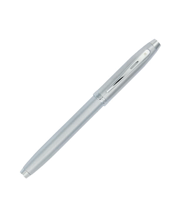 Laser Engraved Sheaffer 100 Brushed Chrome Rollerball Pen (black ink)