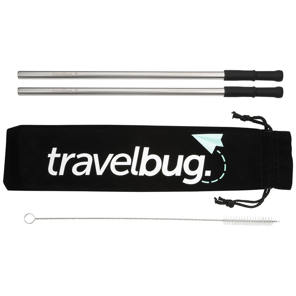 Laser Engraved Reusable Stainless Steel Straw Set