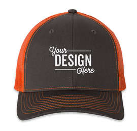 Richardson Snapback Trucker Hat - Color: Charcoal / Neon Orange
