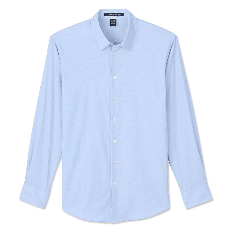 Devon & Jones CrownLux Microstripe Performance Dress Shirt - Embroidered