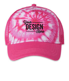 Colortone Five-Panel Tie-Dye Trucker Hat - Color: Spider Pink