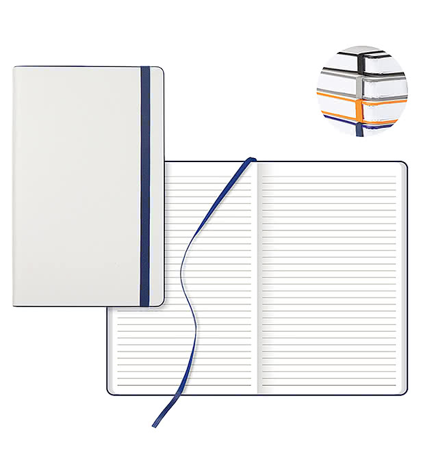 Castelli Debossed White Laser Medio Lined Hard Cover Notebook