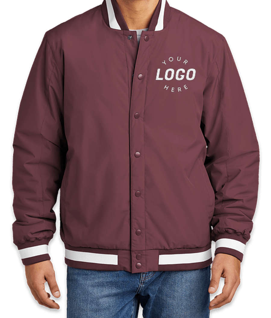 Sport-Tek Varsity Insulated Jacket - Embroidered in Maroon