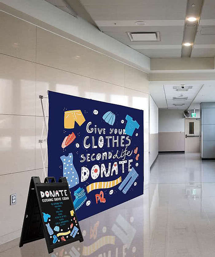 Full Color 90" x 89.5"' Straight Splash Portable Banner Display Kit