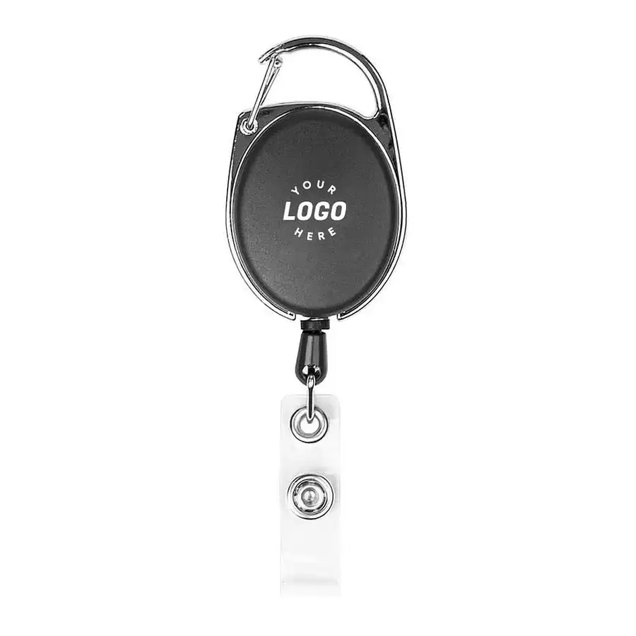 Retractable Badge Holder with Carabiner in white