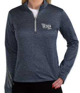 Adidas Women's Brushed Terry Heather Quarter Zip Pullover - Color: Navy Heather / Mid Grey