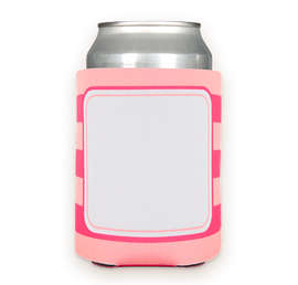 Full Color Stripe Foldable Can Cooler - Color: Hot Pink / Pink