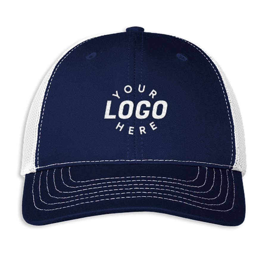 Classic Caps USA-Made Snapback Trucker Hat in Navy / White