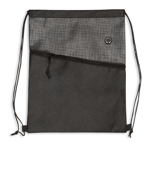 Tonal Heathered Non-Woven Drawstring Bag in Black