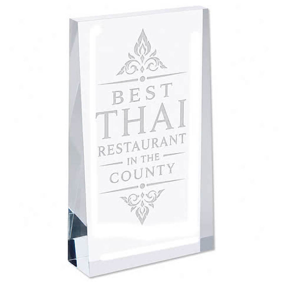 Laser Engraved 5" Acrylic Wedge Award in Clear