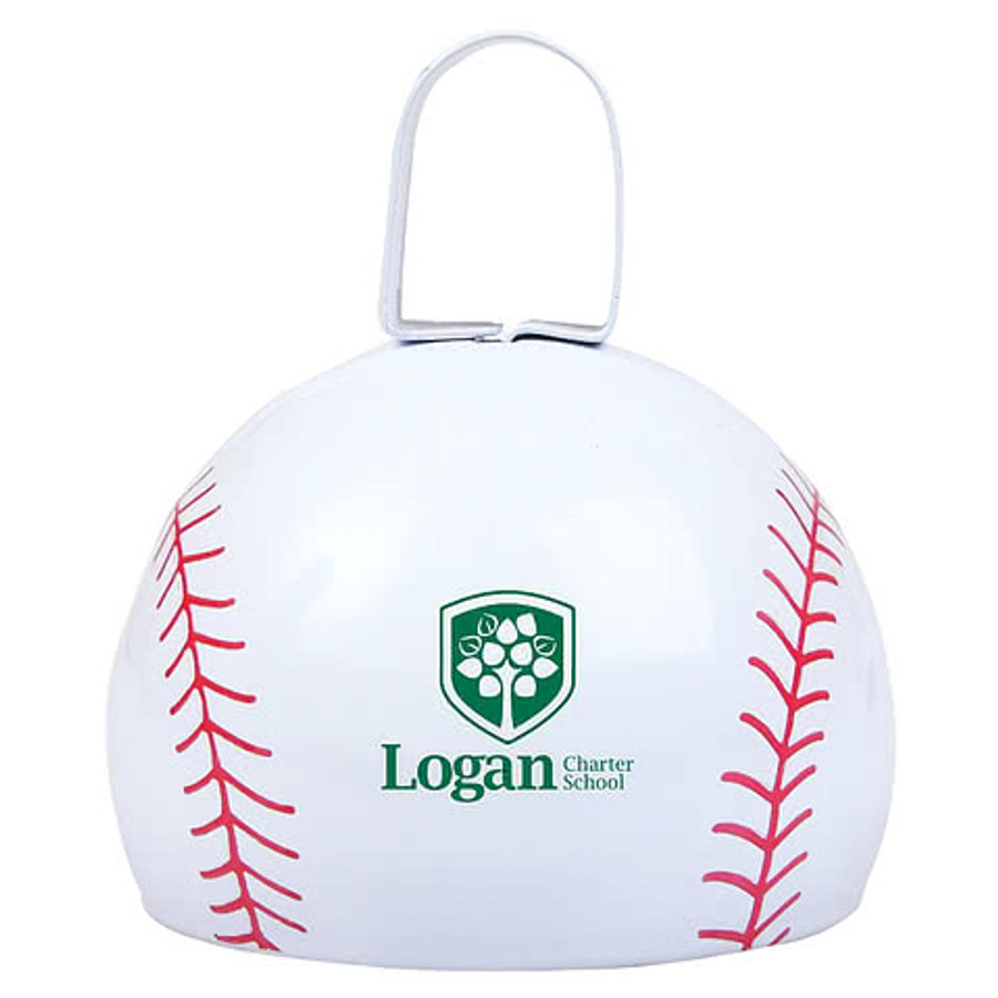Round Baseball Cow Bell in WHITE
