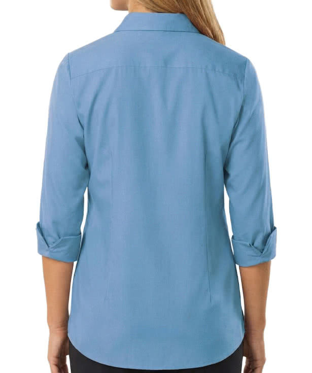 Blue Generation Women’s Studio Poplin 3/4 Sleeve Swing Shirt - Embroidered