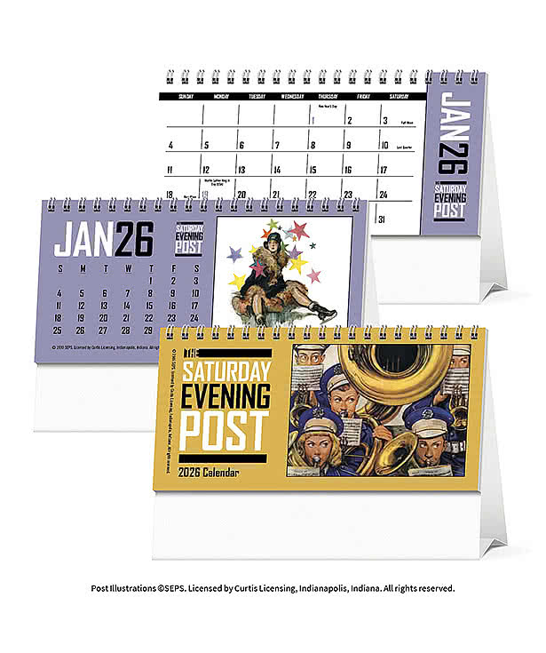 Full Color The Saturday Evening Post Spiral Monthly Desk Calendar