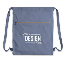 Midweight Pigment Dyed Canvas Drawstring Bag - Color: Blue Jean