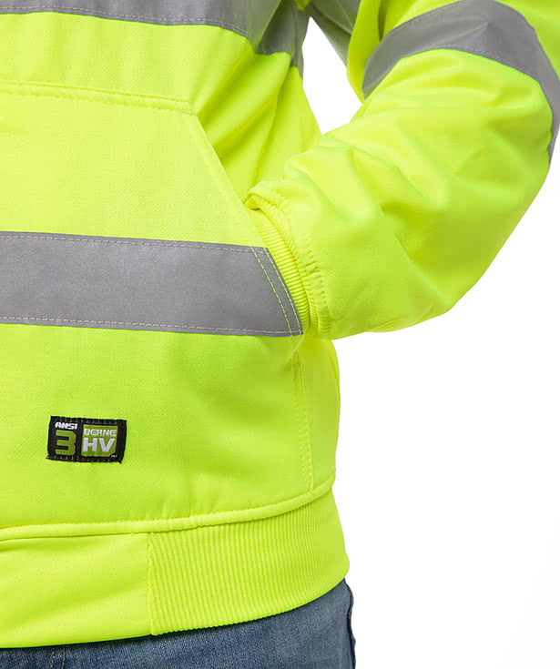 Berne Hi-Vis Class 3 Lined Full-Zip Hooded Sweatshirt