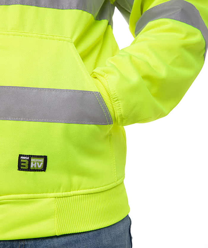 Berne Hi-Vis Class 3 Lined Full-Zip Hooded Sweatshirt