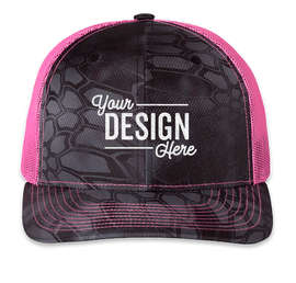 Richardson Patterned Snapback Trucker Hat - Color: Kryptek Typhon / Neon Pink