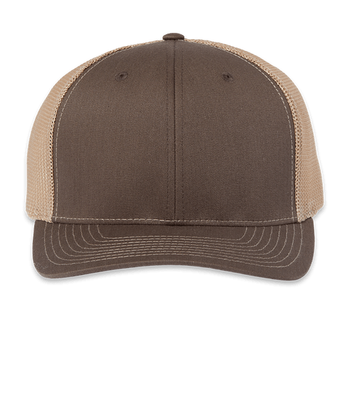 Richardson R-Flex Snapback Trucker Hat in Brown / Khaki